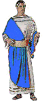 empereur romain avec toge bleue